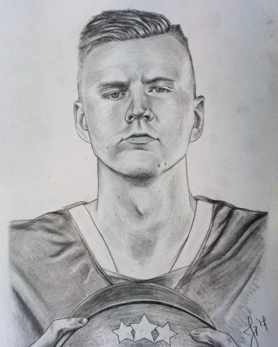 Kristaps Porziņģis, grafīta zīmulis, 2017.